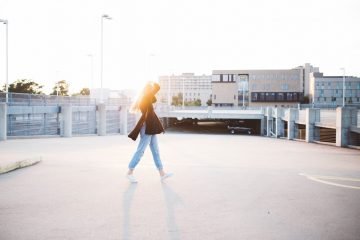 woman walking in sun